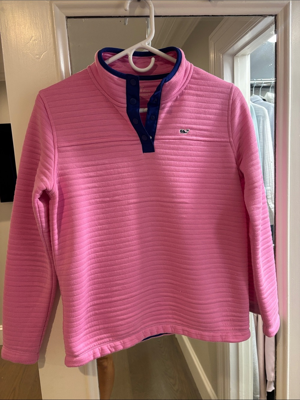 Vineyard Vines Girls Pink Quilted Pullover